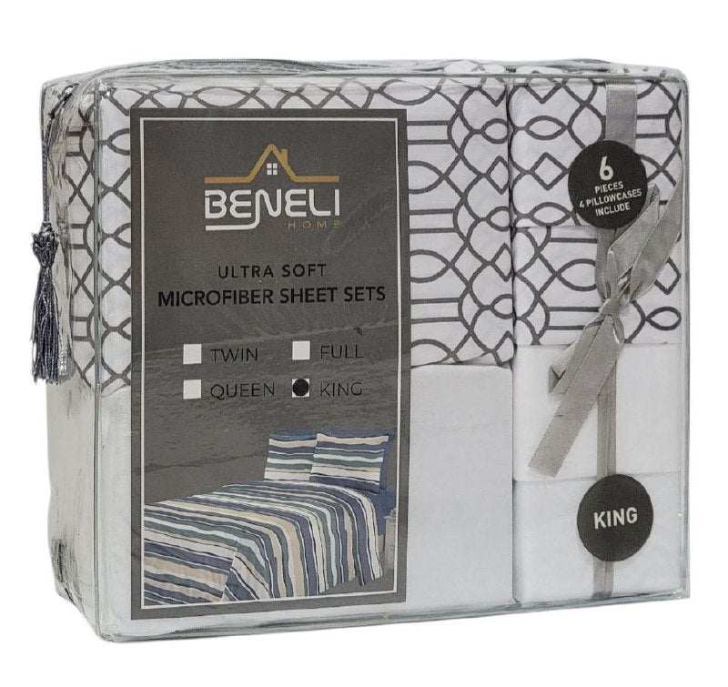 JUEGO DE SABANAS CAMERA DE 6 PIEZAS KING BENELI HOME, 13 ESTILOS