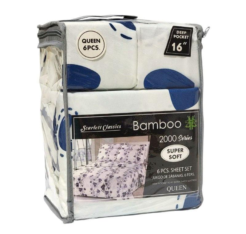 JUEGO DE SABANAS CAMERA DE 6 PIEZAS QUEEN SCARLETT CLASSICS BAMBOO, 54 ESTILOS