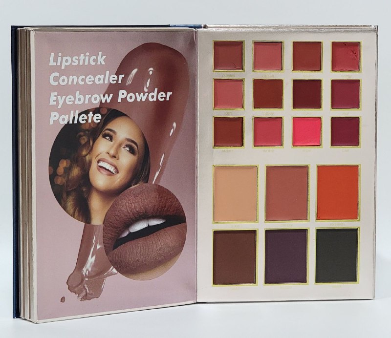 SOMBRA DE OJOS EN PALETA LIBRO DE MAQUILLAJE SOMBRA OJOS, RESALTADOR, BLUSH, POLVO CORRECTOR CEJAS, LABIAL MOC ALLURE 60G