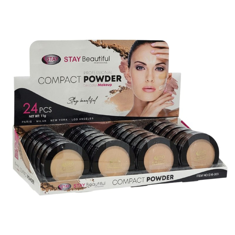 POLVO DE MAQUILLAJE DUPE DE MAC, COMPACTO DELICADO STAY BEAUTIFUL 11G, 4 TONOS