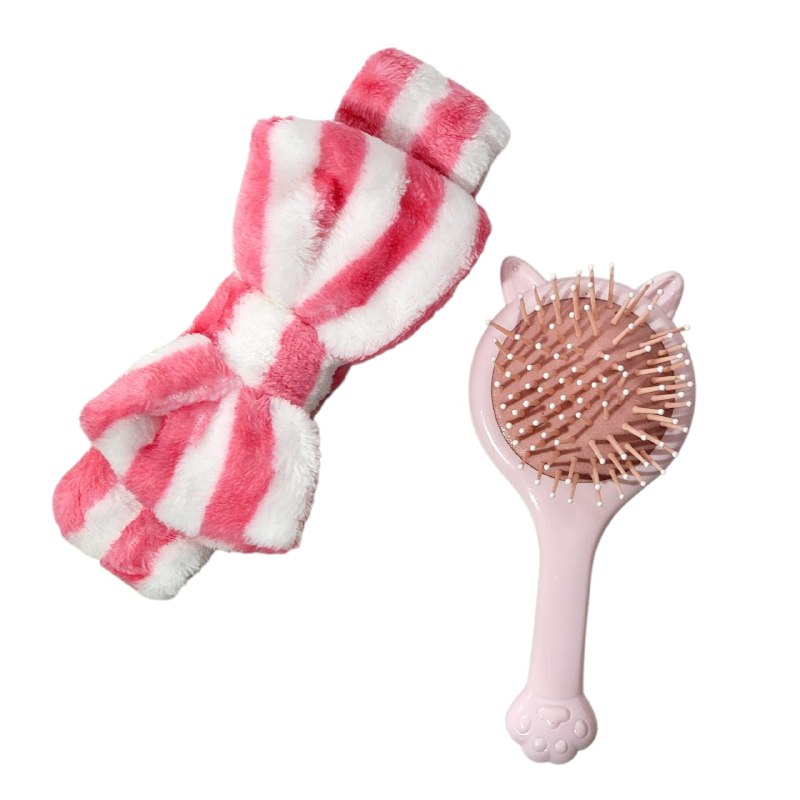 SET DE CUIDADO PERSONAL DE 2 PIEZAS, VINCHA ELASTICA Y PEINE DESENREDANTE 17CM