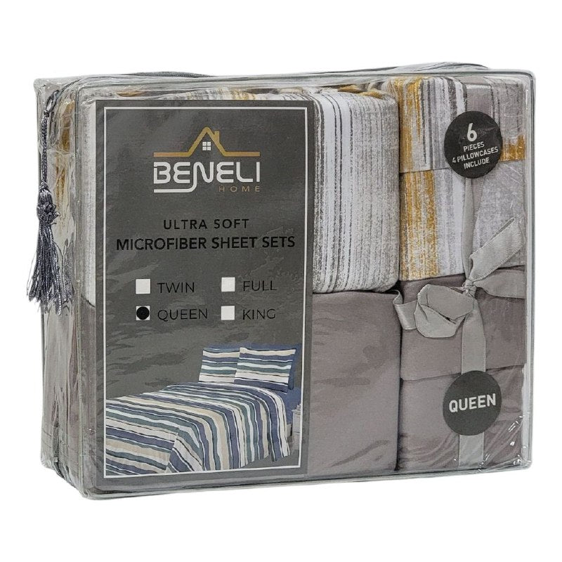 JUEGO DE SABANAS CAMERA DE 6 PIEZAS QUEEN BENELI HOME, 10 ESTILOS
