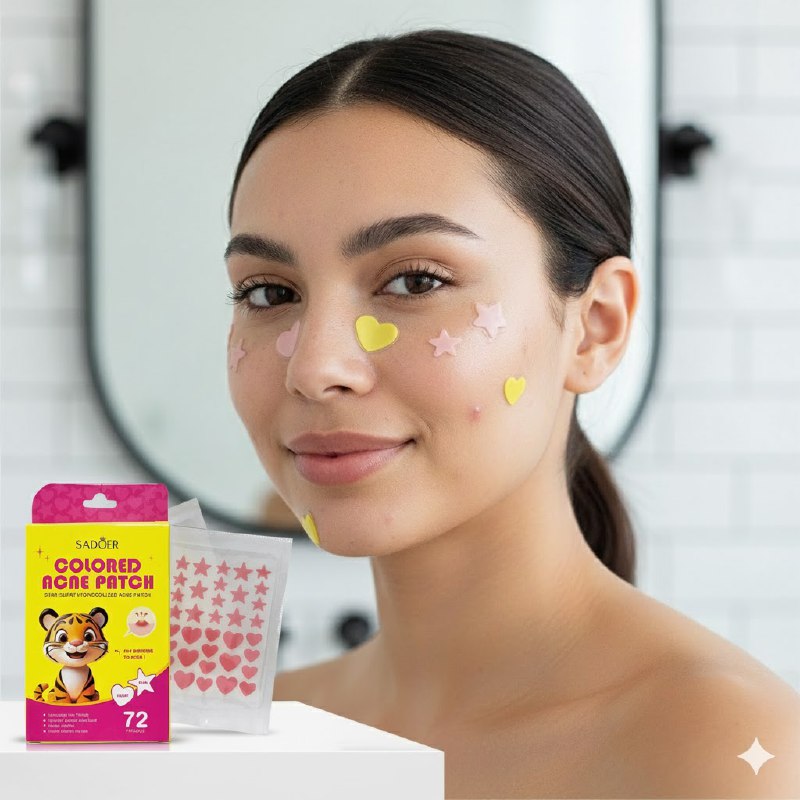 PARCHES HIDROCOLOIDES PARA ACNE CON FORMA DE CORAZON Y ESTRELLA 72UND SADOER