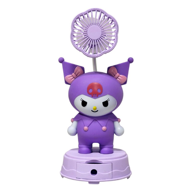VENTILADOR DE MESA RECARGABLE KUROMI CON SACAPUNTAS TABLE FAN