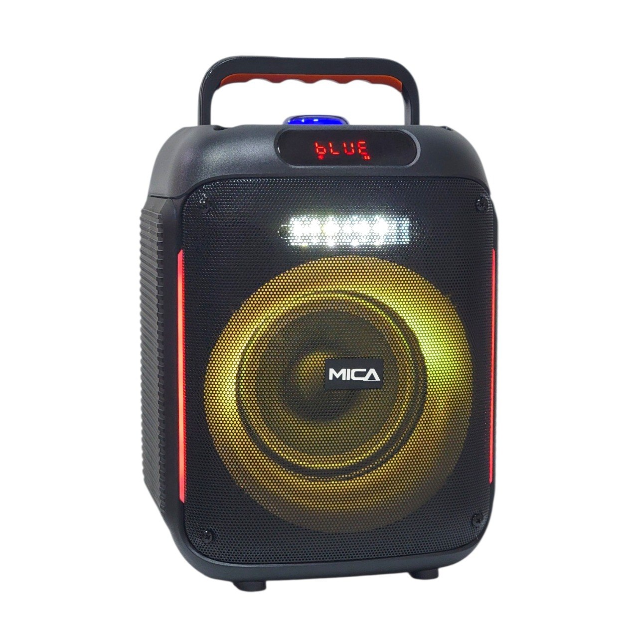 BOCINA INALAMBRICA PORTATIL CON LUCES LED CON MICROFONO Y CONTROL REMOTO MICA 22X33CM