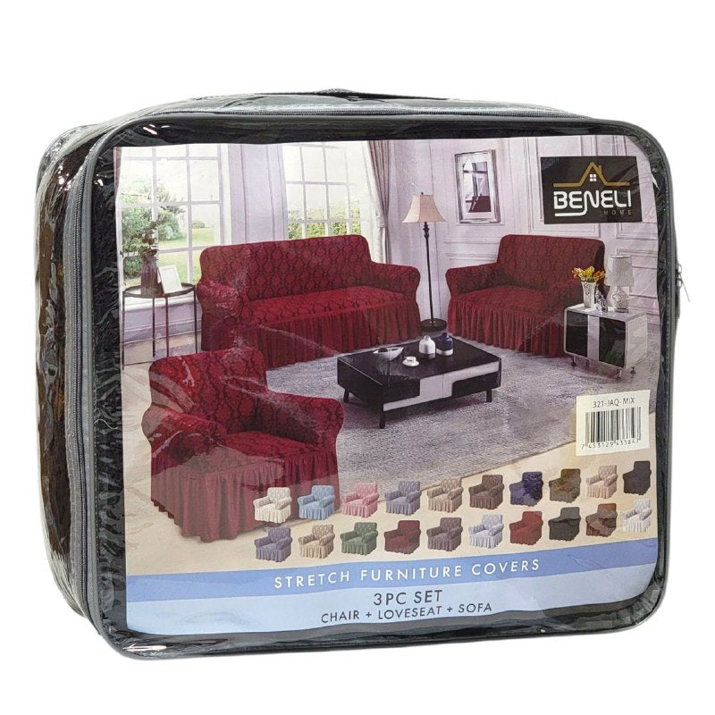 SET DE FORROS ELASTICOS DE MUEBLES, JUEGO DE 3 PIEZAS PARA MUEBLES VARIOS COLORES BENELI HOME