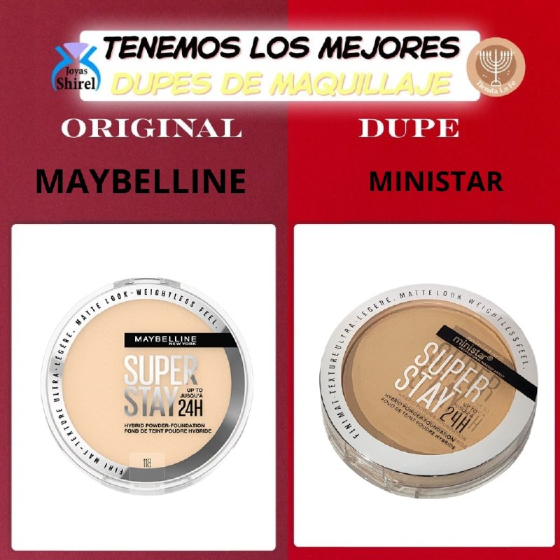 BASE DE MAQUILLAJE EN POLVO HIBRIDA DUPE DE MAYBELLINE, ASPECTO MATE DE LARGA DURACION MINISTAR 8G