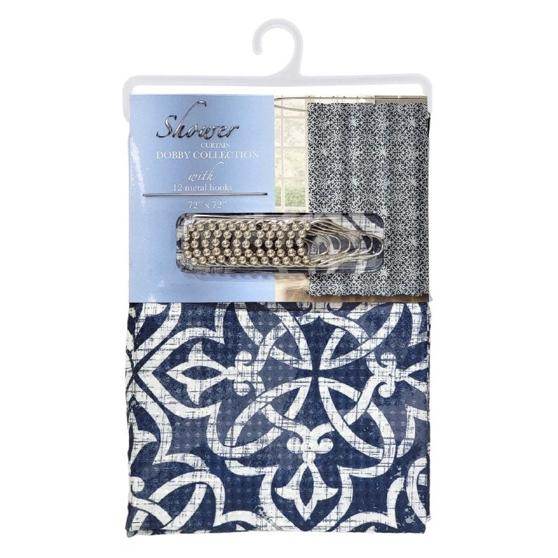 CORTINA PARA BAÑO DE TELA SUAVE DE ALTA RESISTENCIA DE 12 GANCHOS DOBBY COLLECTION 183X183CM
