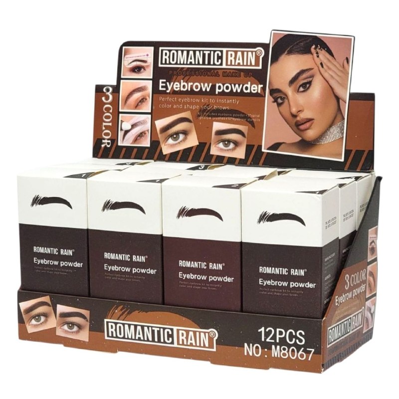 KIT PARA CEJAS PERFECTAS CON POLVO CEPILLOS Y PLANTILLAS DE CEJA 3 TONOS ROMANTIC RAIN 1.8G