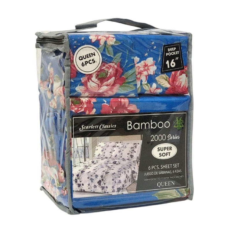 JUEGO DE SABANAS CAMERA DE 6 PIEZAS QUEEN SCARLETT CLASSICS BAMBOO, 54 ESTILOS