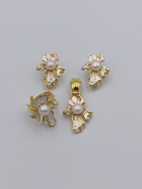 SET DE JOYERIA ARTESANAL DE PLATA 9.25 DE PERLA BARROCA ALESET026