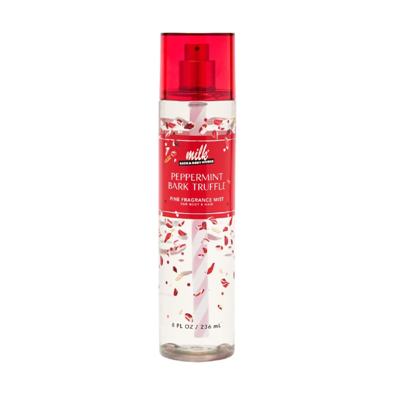 BATH & BODY WORKS SPLASH MILK PEPPERMINT BARK TRUFFLE 236ML (M)