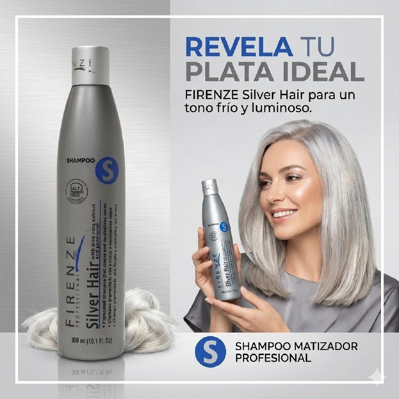 SHAMPOO MATIZADOR PARA CABELLOS CANOSOS, BLANCOS O PLATINADOS FIRENZE 300ML