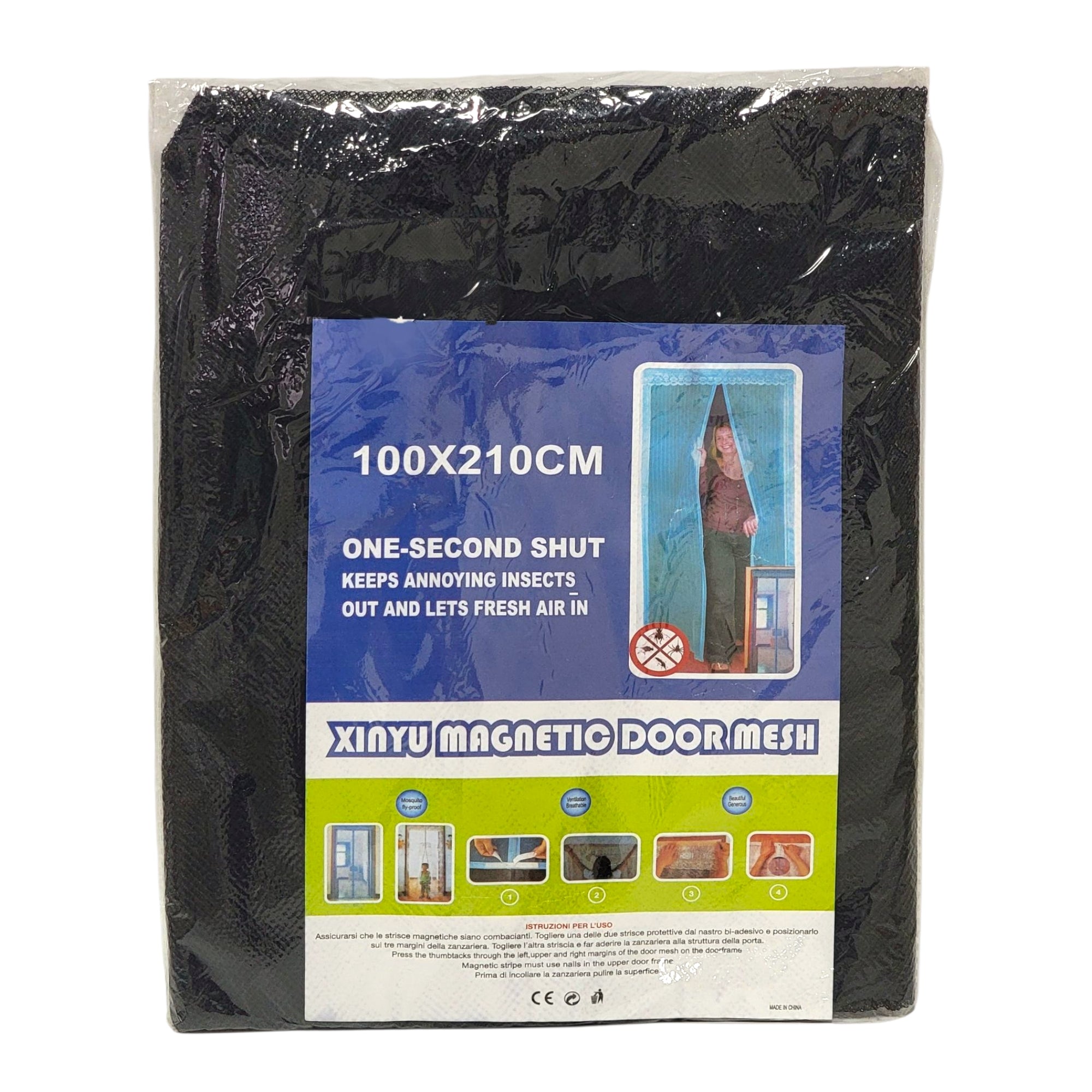 CORTINA MOSQUITERO MAGNETIC DE MALLA RESISTENTE COLOR NEGRO 100X210CM