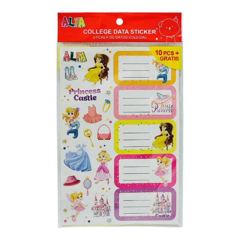 ETIQUETAS ADHESIVAS PARA NIÑAS PERSONALIZABLES PARA CUADERNOS ALFA 10UND