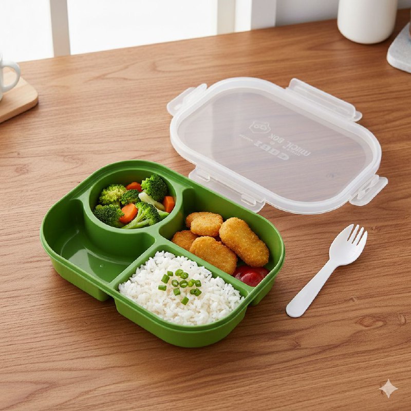 RECIPIENTE PANA PARA ALIMENTOS DE 4 COMPARTIMIENTOS CON TENEDOR BENELI HOME 18X24X6CM