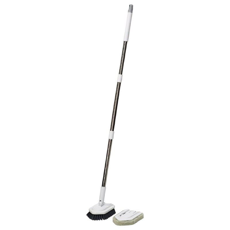 CEPILLO LIMPIADOR PARA PISOS Y BAÑOS DE ACERO INOXIDABLE CON CABEZAL INTERCAMBIABLE CLEAN 91CM