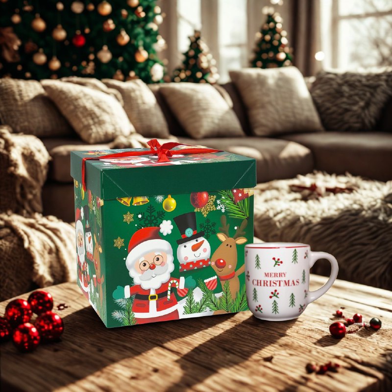 CAJA DE REGALO NAVIDEÑA GRANDE 22X22X22CM