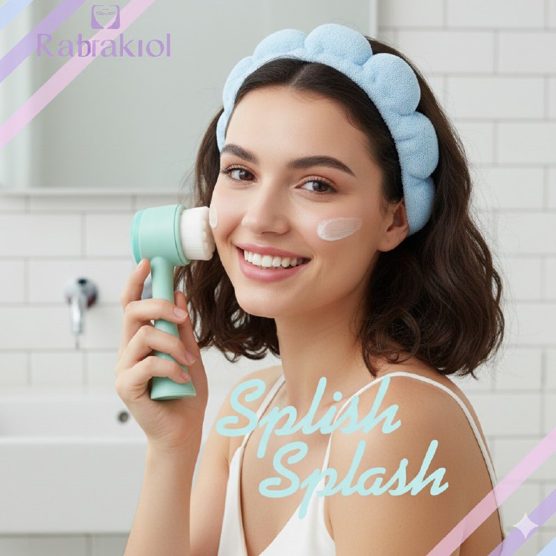 KIT DE CUIDADO FACIAL, BANDA PARA EL PELO Y CEPILLO FACIAL DOBLE ACCION RUBYFACE, 3 COLORES
