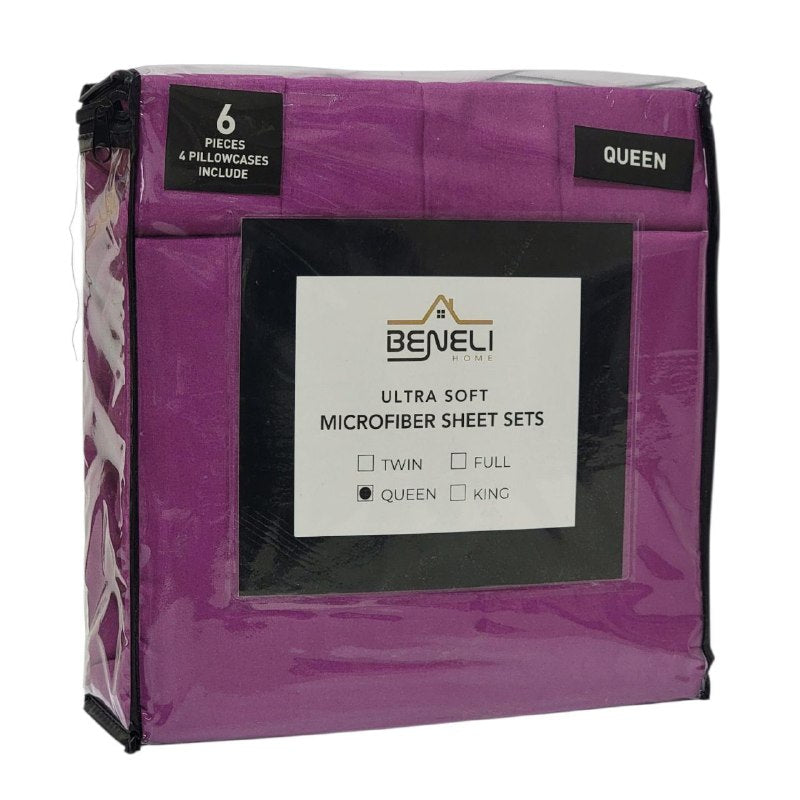 JUEGO DE SABANAS CAMERA DE 6 PIEZAS QUEEN BENELI HOME, 11 ESTILOS