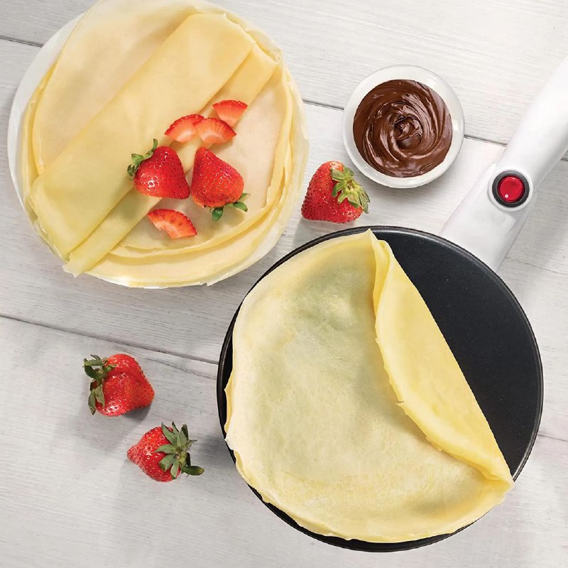 MAQUINA CREPERA ELECTRICA, SARTEN PARA HACER PANQUEQUES Y CREPAS, CONTROL INTELIGENTE, CONTROL AUTOMATICO DE TEMPERATURA, RECUBRIMIENTO ANTIADHERENTE RAF 20CM