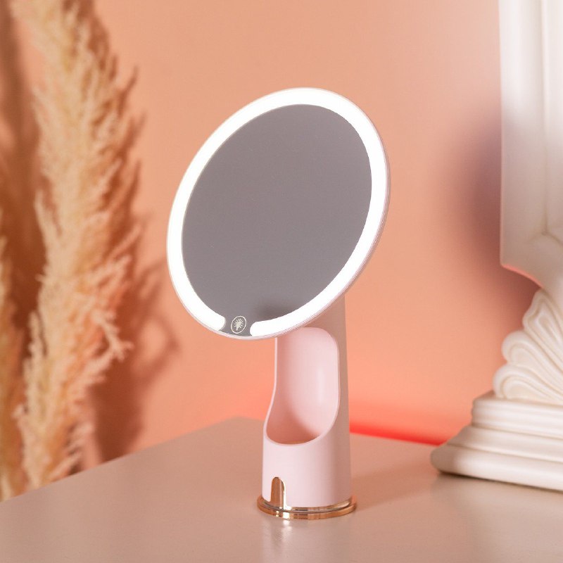 ESPEJO CON LUZ LED, IDEAL PARA MAQUILLAJE, 3 MODOS DE LUZ, LARGA DURACION ROSADO COSMETIC MIRROR