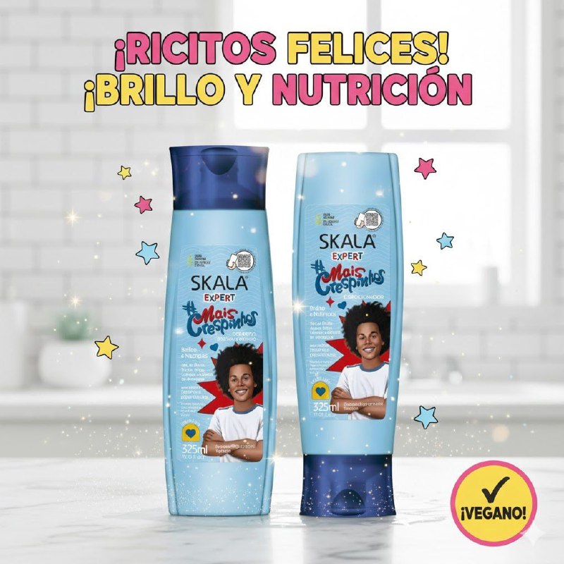 TRATAMIENTO CAPILAR EN SET DE SHAMPOO SIN SAL 325ML Y ACONDICIONADOR 325ML PARA CABELLO CRESPO CON BRILLO Y NUTRITIVO SKALA EXPERT MAIS CRESPINHOS