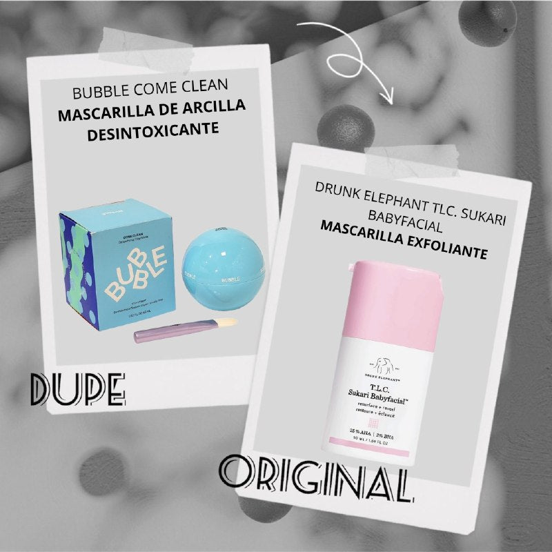 MASCARILLA FACIAL DE ARCILLA DESINTOXICANTE QUE ELIMINA IMPUREZAS, GRASA Y RESIDUOS DE LA PIEL BUBBLE 45ML (DUPE DRUNK ELEPHANT)
