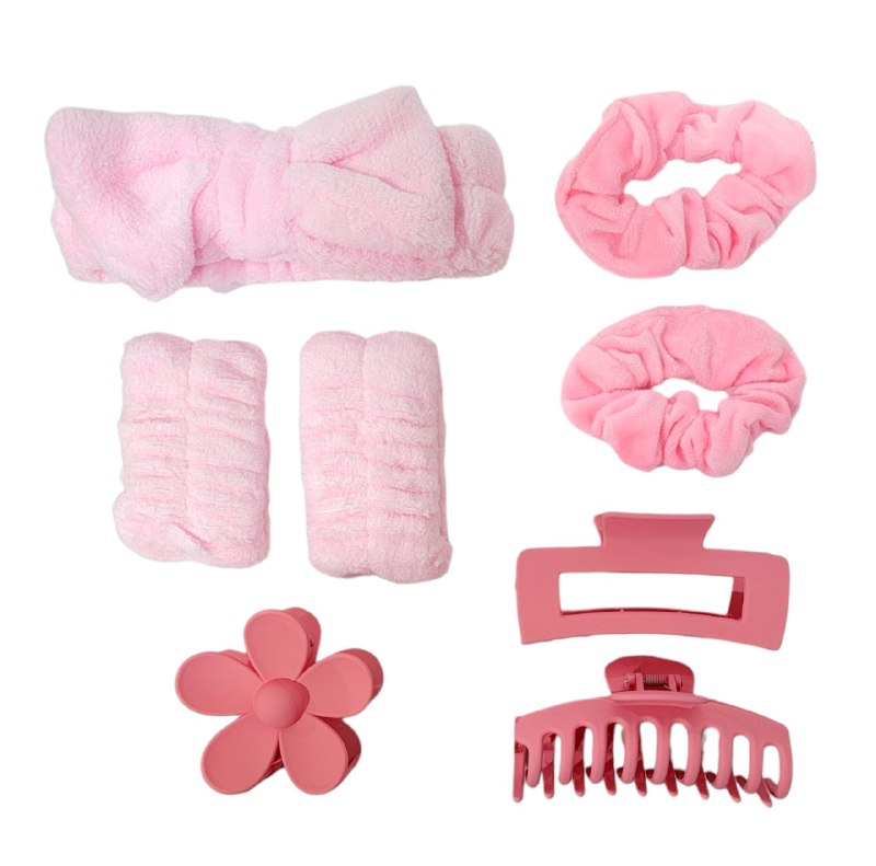 KIT DE ACCESORIO PARA EL CABELLO DIADEMA DE 8 PIEZAS, 5 COLORES