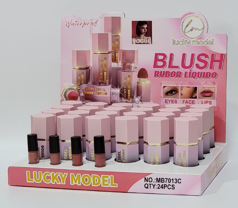 BLUSH RUBOR LIQUIDO DUPE SHEGLAM BLOOM SE USA EN OJO, CARA Y LABIOS IMPERMEABLE 4 TONOS, LUCKY MODEL 8G
