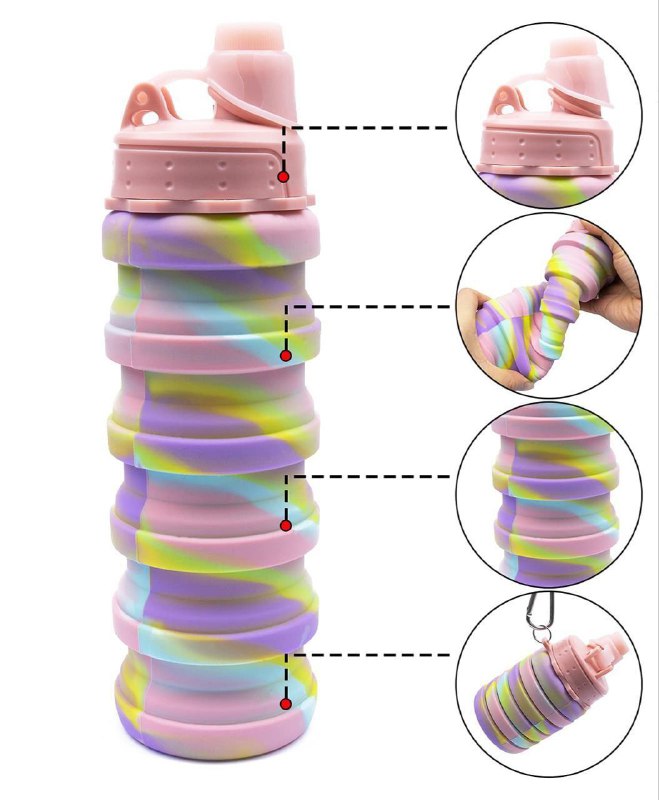 BOTELLA PARA LIQUIDOS FRIOS O CALIENTES DE SILICONA PLEGABLE