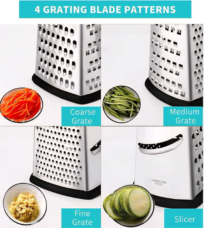 RAYADOR DE QUESO MULTIFUNCIONAL, DE ACERO INOXIDABLE 4 TIPOS DE RAYADO GRATER