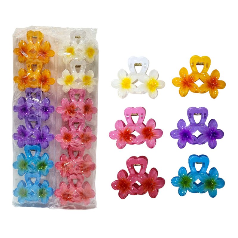 GANCHO PARA EL CABELLO DE PINZA DE FLOR HAWAIANA DOBLE, PINZAS DE SUJECION FUERTE, ACCESORIO PARA EL CABELLO 8X5CM, PAQUETE 12UND