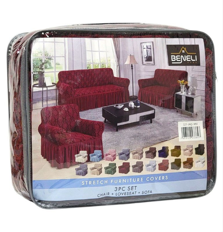 SET DE FORROS ELASTICOS DE MUEBLES, JUEGO DE 3 PIEZAS PARA MUEBLES VARIOS COLORES BENELI HOME