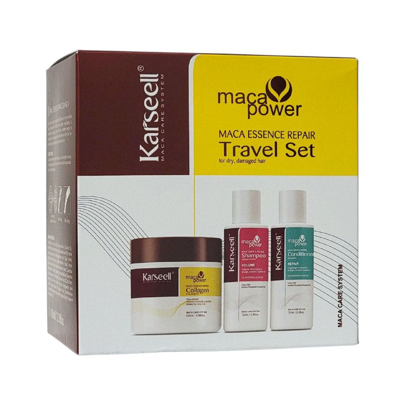 TRATAMIENTO PARA EL CABELLO EN SET DE VIAJE PARA CABELLO 70MLX2,100ML, SECO Y DAÑADO, SHAMPOO VOLUMEN 70ML, ACONDICIONADOR ACEITE ARGAN 70ML, MASCARILLA ACEITE ARGAN 100ML KARSEELL
