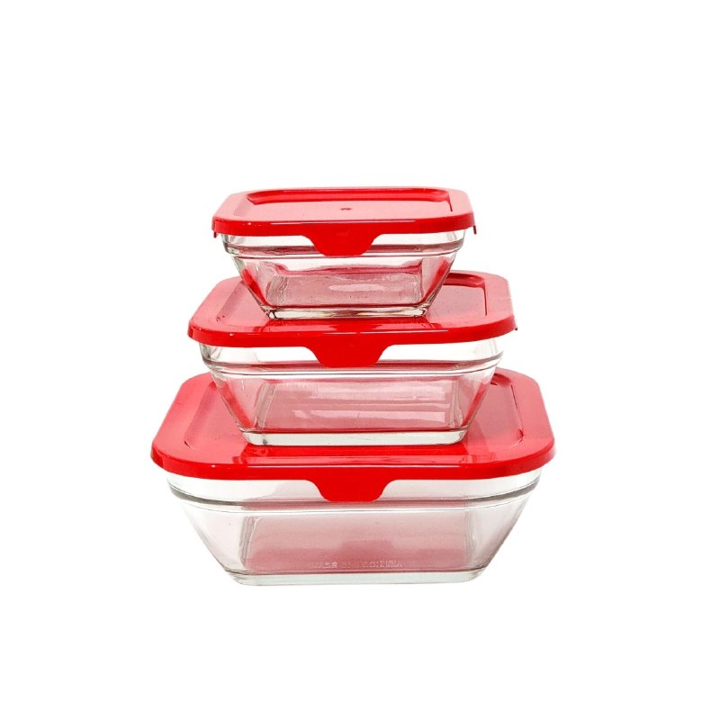 RECIPIENTES HERMETICOS DE VIDRIO EN SET PARA ALMACENAR ALIMENTOS KIMGLASS