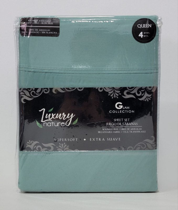 JUEGO DE SABANA CAMERA COMPLETO DE 4 PIEZAS QUEEN LUXURY NATURE GLAM COLLECTION