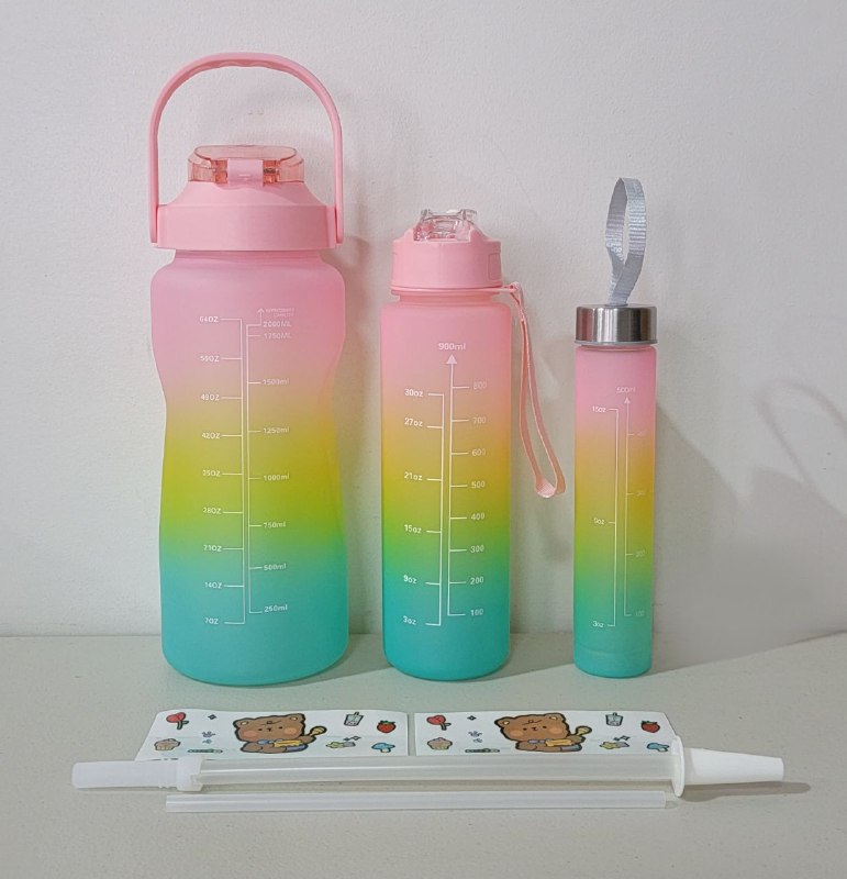 BOTES MOTIVACIONALES SET 3 PIEZAS  2L/900ML/500ML