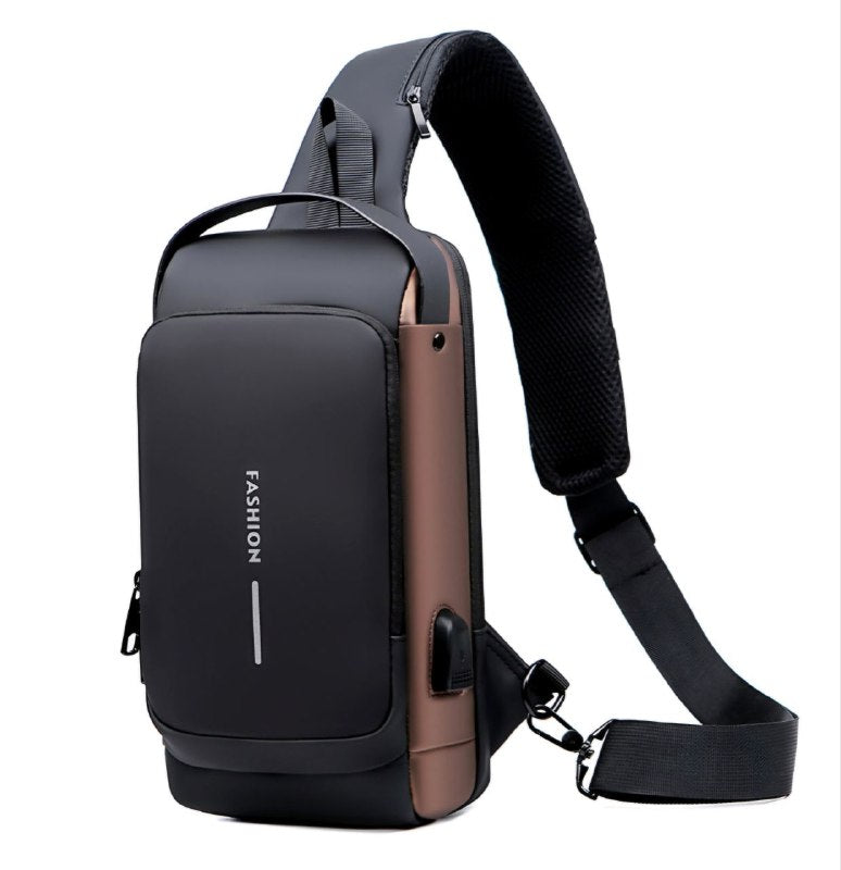 MOCHILA ECONOMICA CRUZADA IMPERMEABLE PARA HOMBRE CON PUERTO USB, SENDERISMO Y CAMINAR, DURADERO PORTATIL Y CLAVE ANTIRROBO
