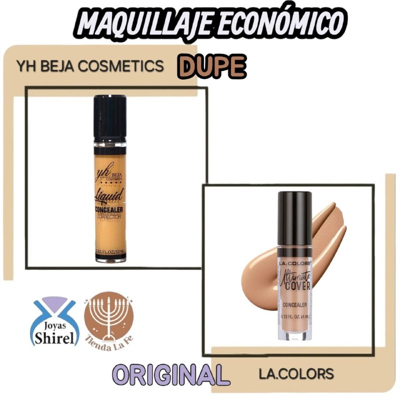 CORRECTOR LÍQUIDO ALTA COBERTURA Y ACABADO MATE CUBRE OJERAS, MANCHAS E IMPERFECCIONES 6 TONOS YH BEJA COSMETICS  10ML