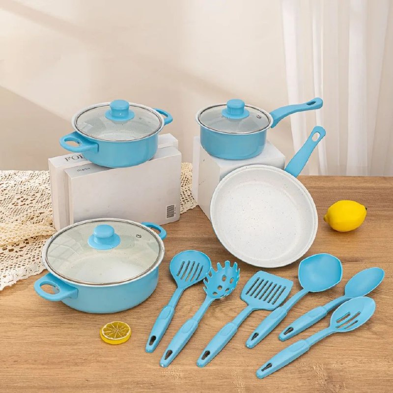 JUEGO DE COCINA DE 13 PIEZAS CACEROLAS OLLAS CUCHARONES