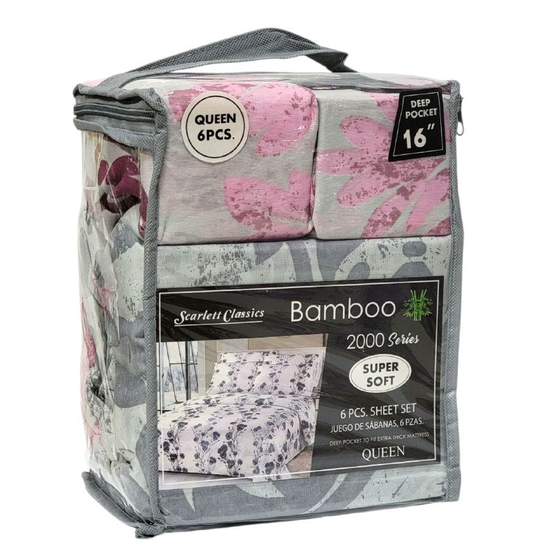JUEGO DE SABANAS CAMERA DE 6 PIEZAS QUEEN SCARLETT CLASSICS BAMBOO, 54 ESTILOS