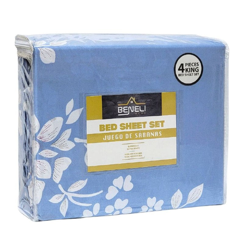 JUEGO DE SABANAS CAMERA DE 4 PIEZAS KING BENELI HOME, 23 ESTILOS
