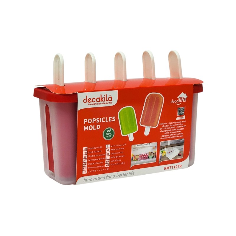 MOLDE DE PLASTICO PAR PALETAS DE ALTA CALIDAD 5 ESPACIOS DECAKILA 5.5X15CM