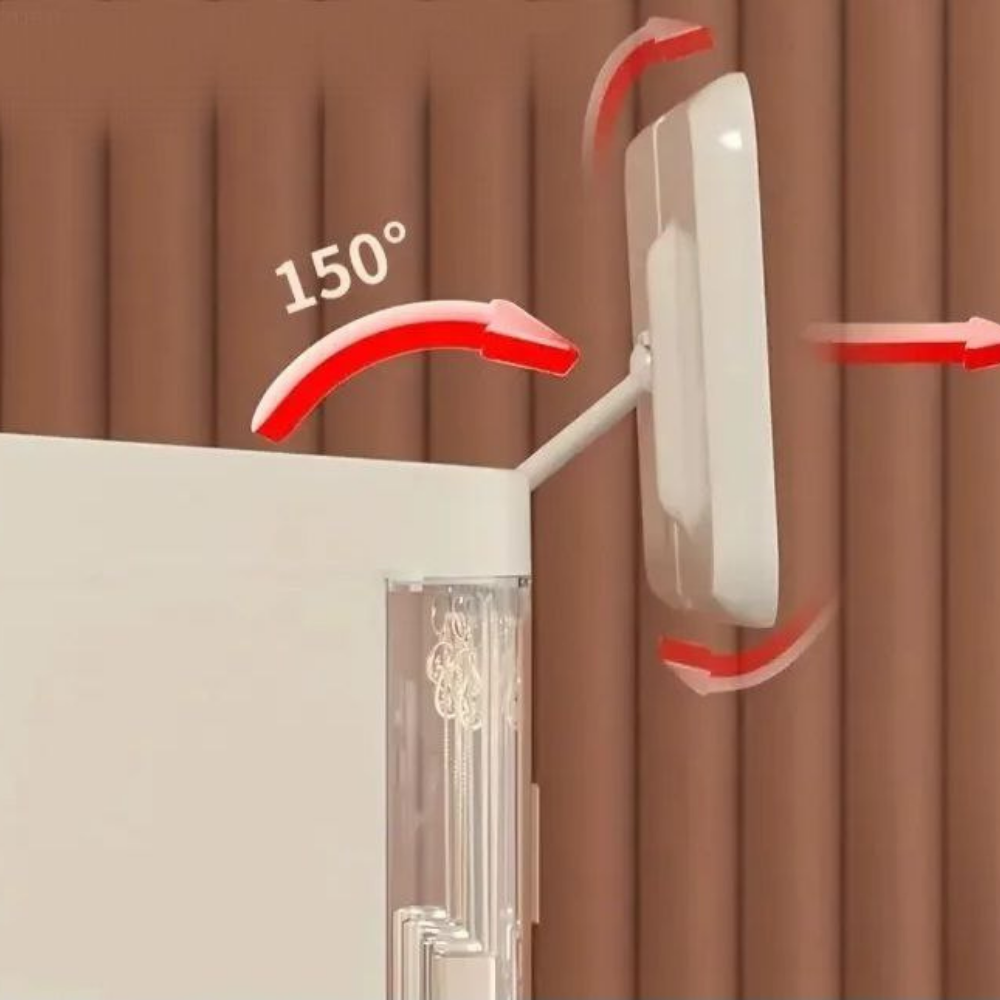 ORGANIZADOR DE MAQUILLAJE CON ESPEJO 360 GRADOS, SIN LUZ LED COLOR BEIGE