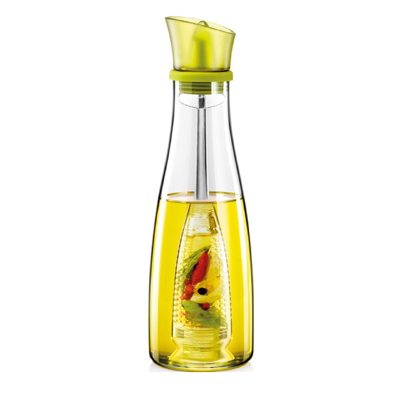 BOTELLA DISPENSADORA DE ACEITE AROMATIZADO CON ESPECIAS, AJOS,ETC DE VIDRIO BOROSILICATO, SILICONA FLEXIBLE Y PLASTICO RESISTENTER GLASS OIL BOTTLE 500ML