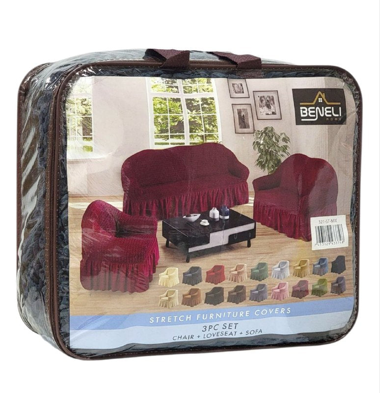 SET DE FORROS ELASTICOS DE MUEBLES, JUEGO DE 3 PIEZAS PARA MUEBLES VARIOS COLORES BENELI HOME