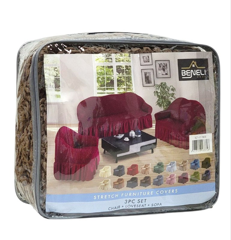SET DE FORROS ELASTICOS DE MUEBLES, JUEGO DE 3 PIEZAS PARA MUEBLES VARIOS COLORES BENELI HOME