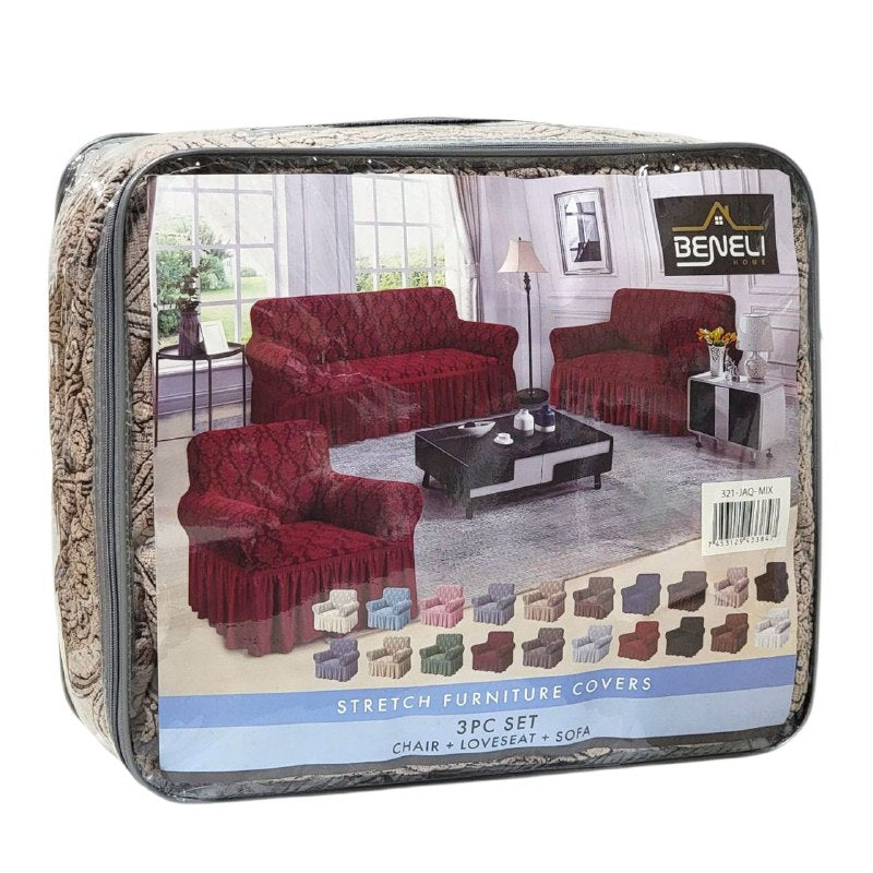 SET DE FORROS ELASTICOS DE MUEBLES, JUEGO DE 3 PIEZAS PARA MUEBLES VARIOS COLORES BENELI HOME