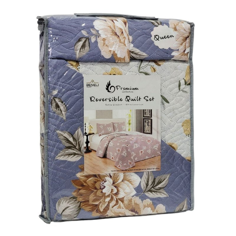 JUEGO DE SABANAS CAMERA TIPO EDREDON REVERSIBLE, DE 3 PIEZAS QUEEN BENELI HOME, 20 ESTILOS